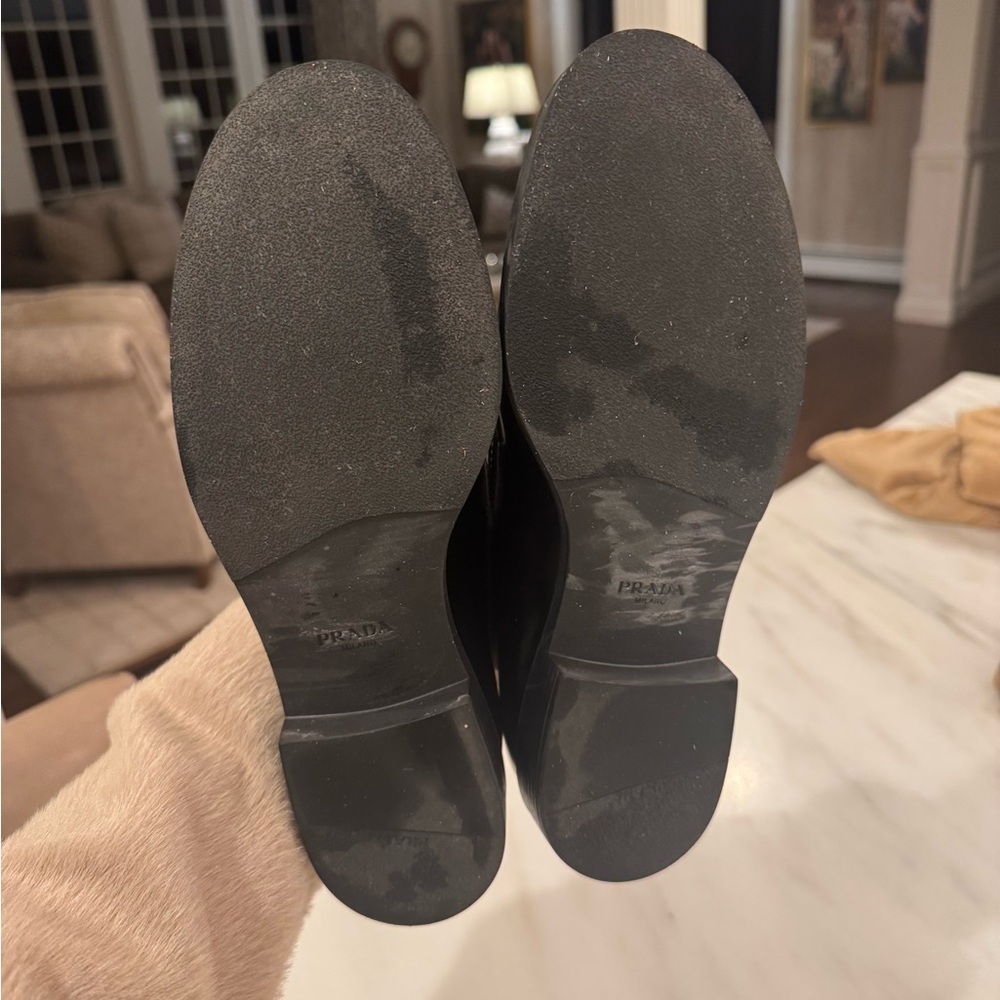 Worn once Prada Women’s Black Triangle Loafers 38.5 - Picture 6 of 6
